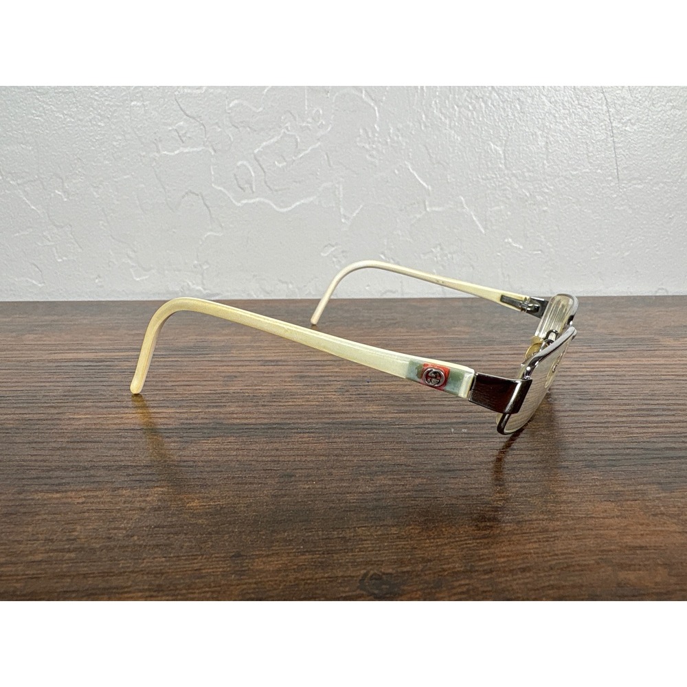 Gucci GG 2715 Gunmetal Ivory Rectangular Eyeglass Frames Made in Italy 130mm